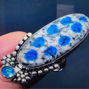 K2 Jasper Blue Topaz Stamped 925 Sterling Silver Ring